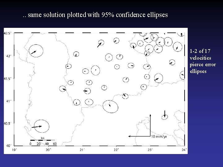 . . same solution plotted with 95% confidence ellipses 1 -2 of 17 velocities