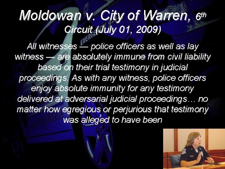 Moldowan v. City of Warren, 6 th Circuit (July 01, 2009) All witnesses —