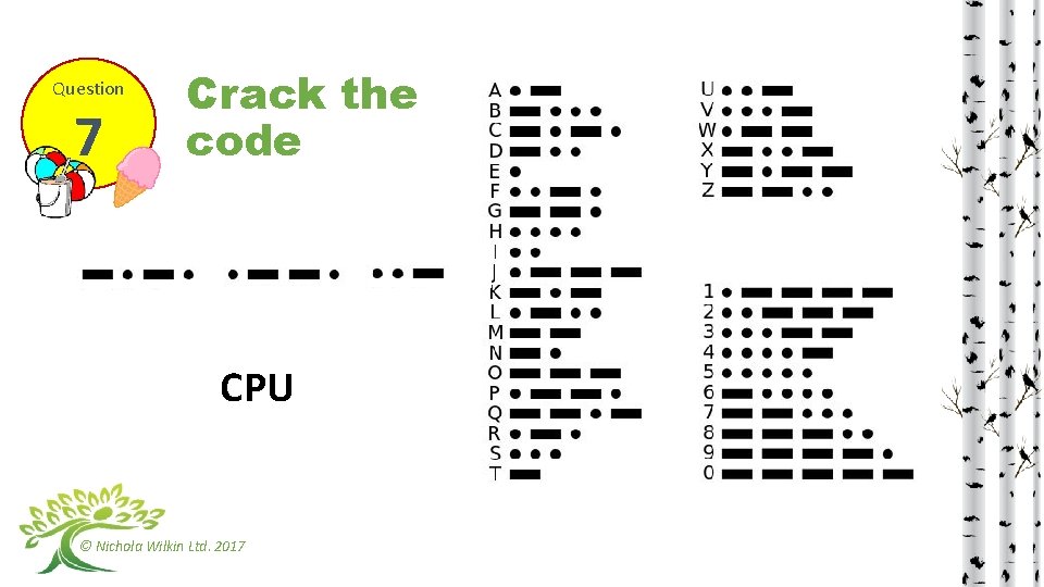 Question 7 Crack the code CPU © Nichola Wilkin Ltd. 2017 