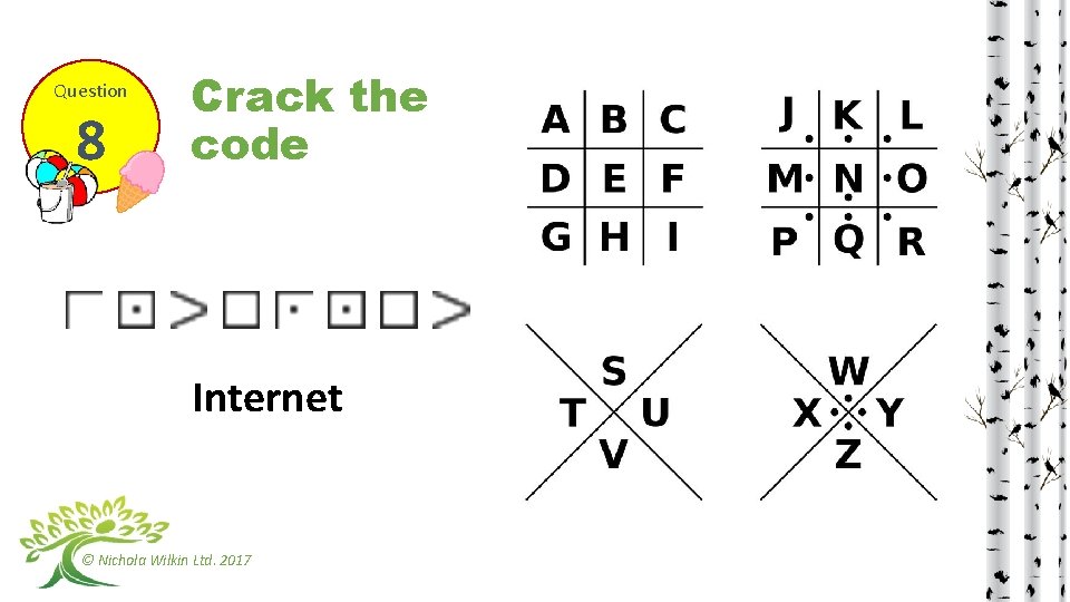 Question 8 Crack the code Internet © Nichola Wilkin Ltd. 2017 