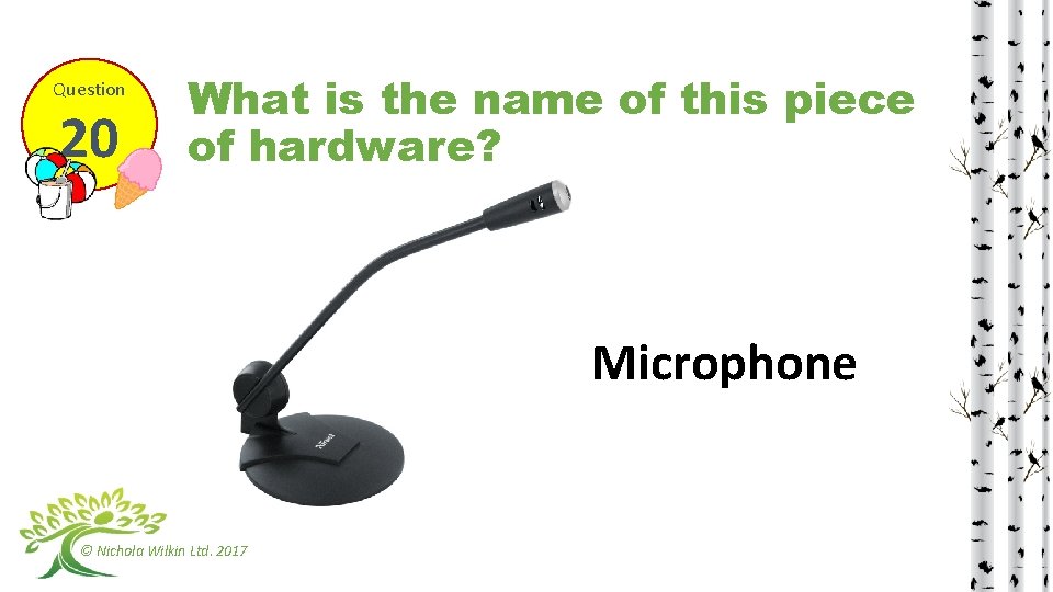 Question 20 What is the name of this piece of hardware? Microphone © Nichola