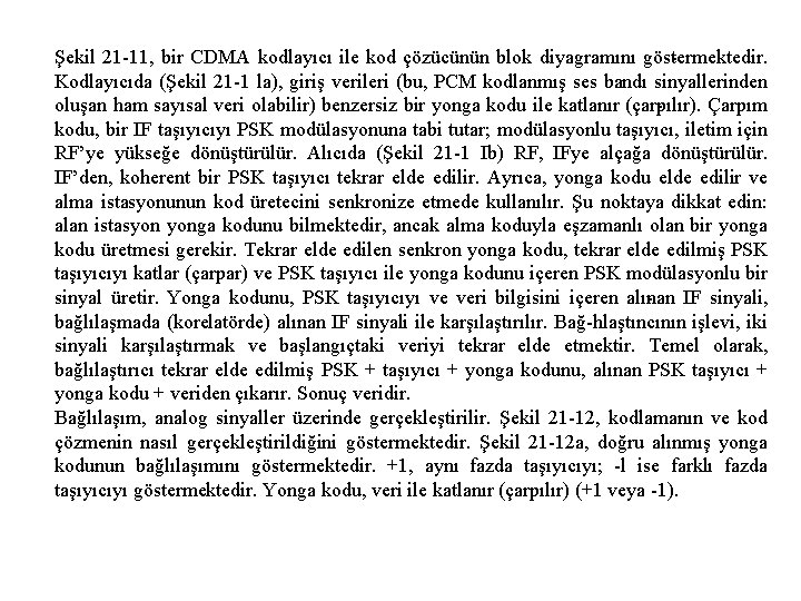 Şekil 21 11, bir CDMA kodlayıcı ile kod çözücünün blok diyagramını gös termektedir. Kodlayıcıda