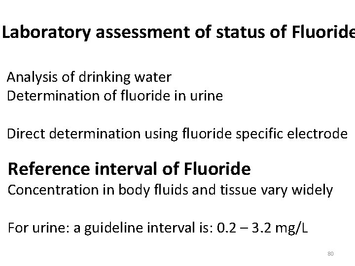 Laboratory assessment of status of Fluoride Analysis of drinking water Determination of fluoride in