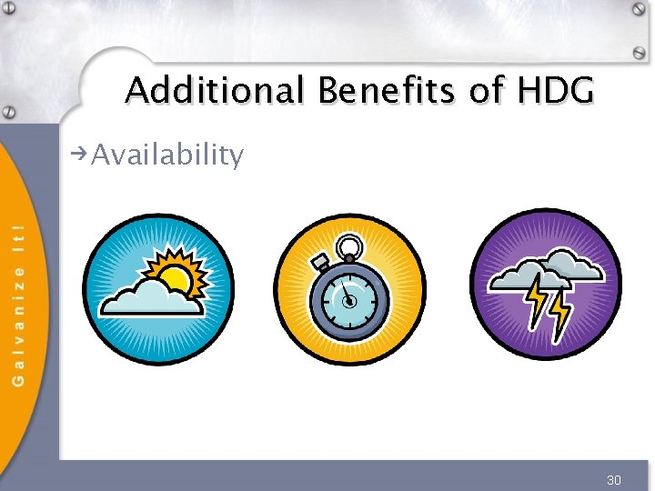 Additional Benefits of HDG Availability 30 Additional Benefits of HDG Availability 30
