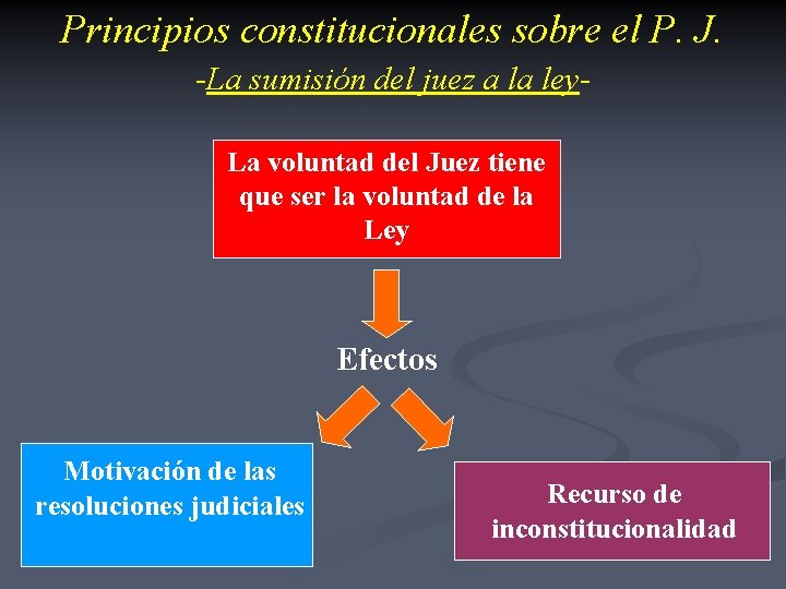 Principios constitucionales sobre el P. J. -La sumisión del juez a la ley. La