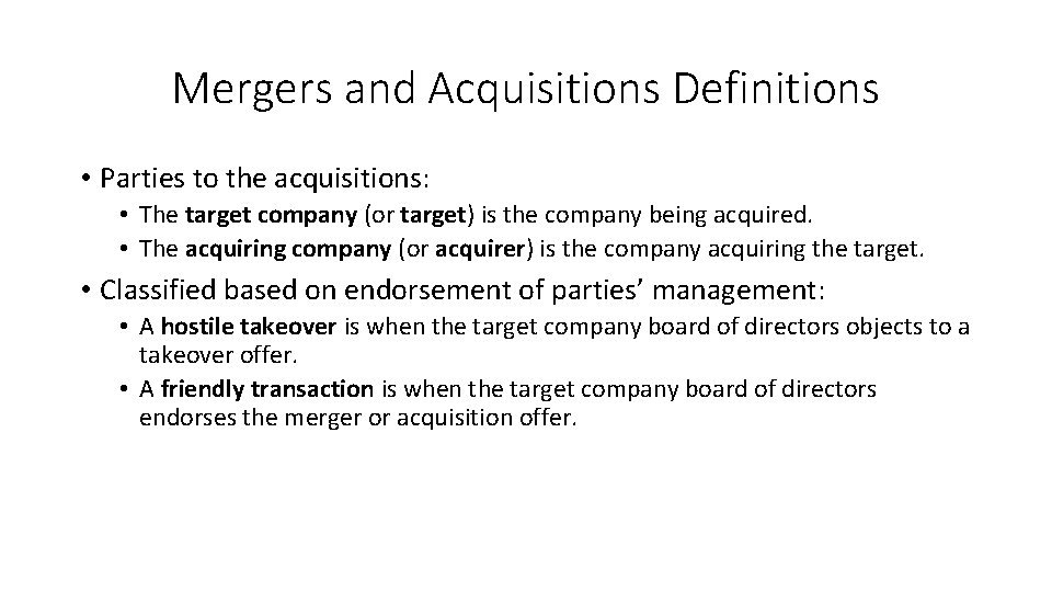 Lecture 9 Mergers And Acquisitions The Introduction 1