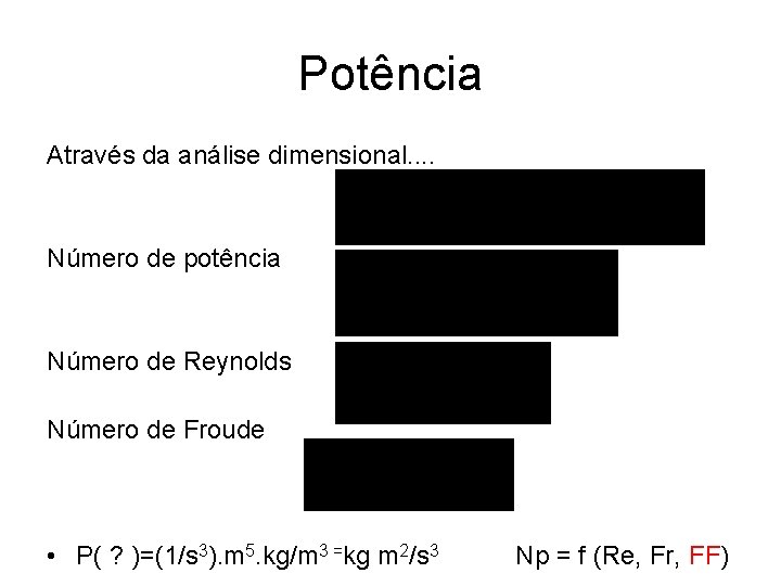 Potência Através da análise dimensional. . Número de potência Número de Reynolds Número de