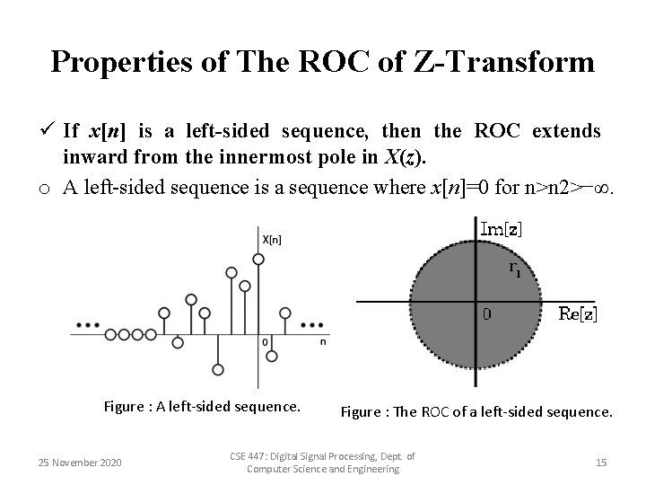 Properties of The ROC of Z-Transform ü If x[n] is a left-sided sequence, then