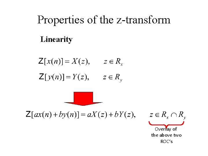 Properties of the z-transform Linearity Overlay of the above two ROC’s 