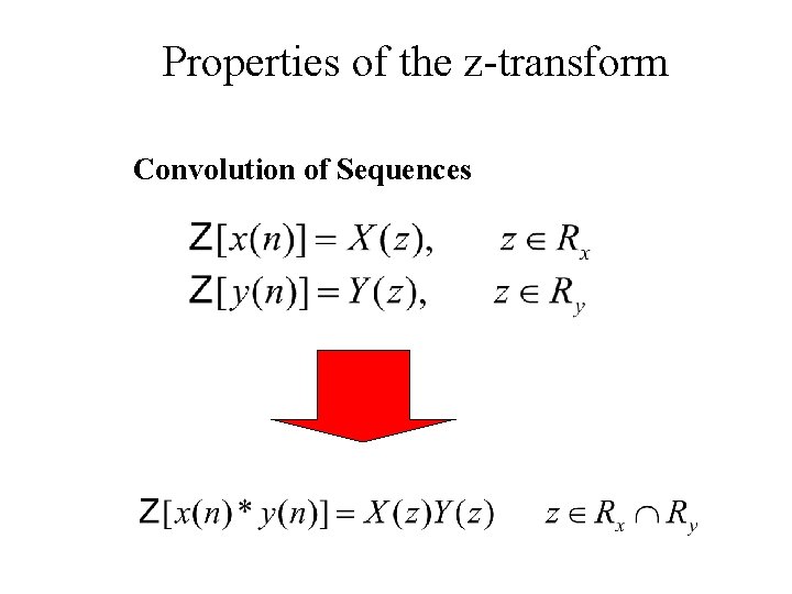 Properties of the z-transform Convolution of Sequences 