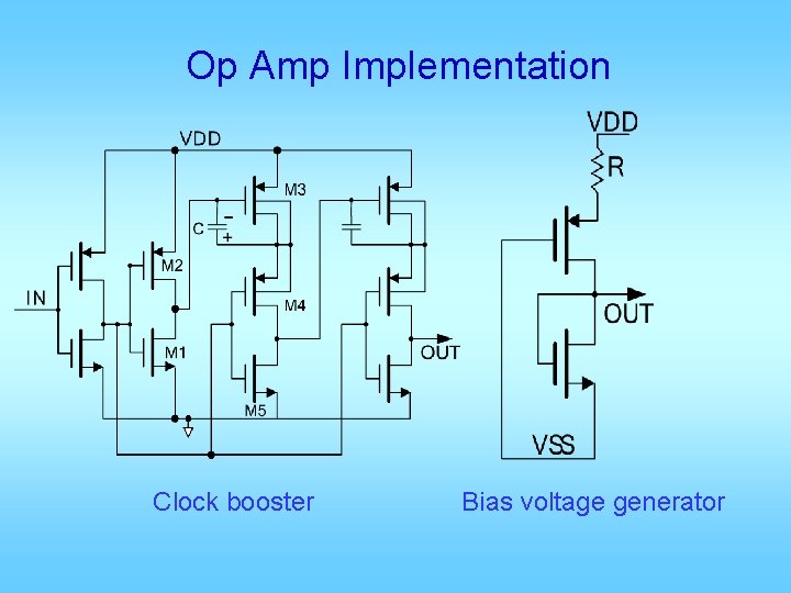 Op Amp Implementation Clock booster Bias voltage generator 