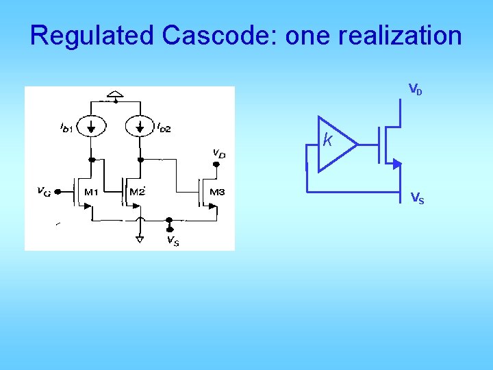 Regulated Cascode: one realization VD k VS 