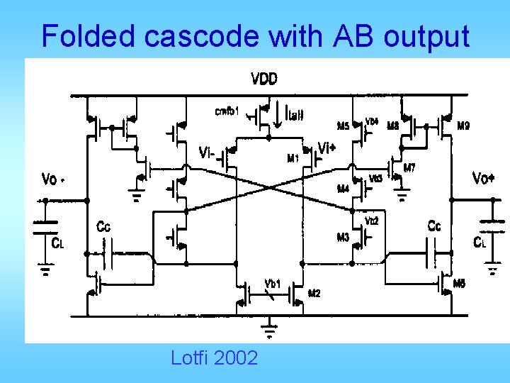 Folded cascode with AB output Lotfi 2002 