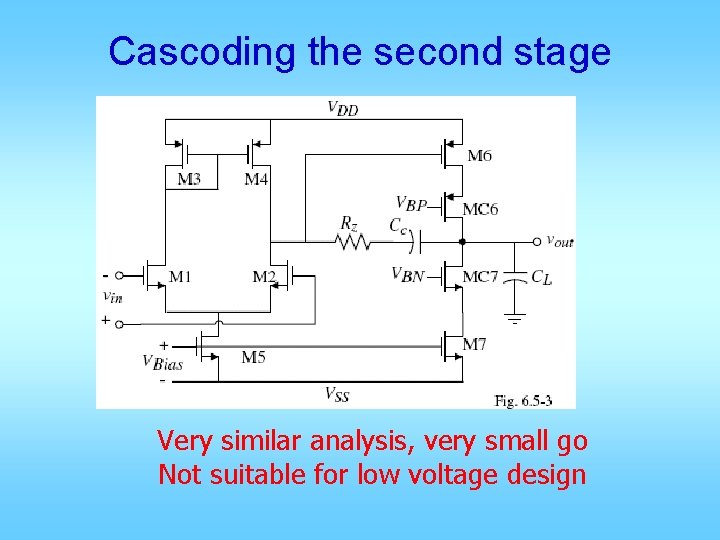 Cascoding the second stage Very similar analysis, very small go Not suitable for low