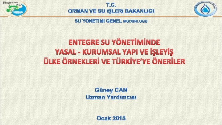 ENTEGRE SU YÖNETİMİNDE YASAL - KURUMSAL YAPI VE İŞLEYİŞ ÜLKE ÖRNEKLERİ VE TÜRKİYE’YE ÖNERİLER