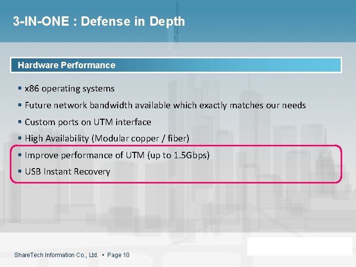 3 -IN-ONE : Defense in Depth Hardware Performance § x 86 operating systems §