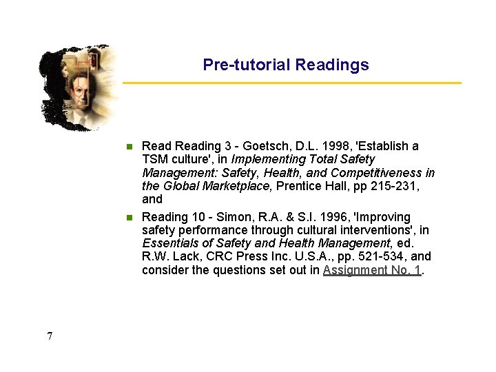 Pre-tutorial Readings n n 7 Reading 3 - Goetsch, D. L. 1998, 'Establish a Pre-tutorial Readings n n 7 Reading 3 - Goetsch, D. L. 1998, 'Establish a