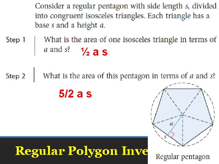 ½as 5/2 a s Regular Polygon Investigation 