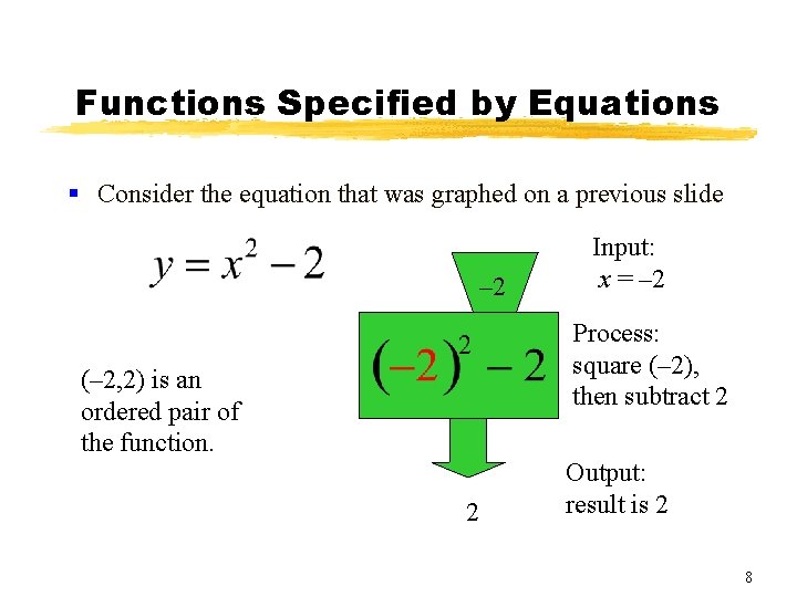 Functions Specified by Equations § Consider the equation that was graphed on a previous