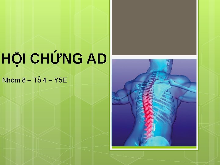 HỘI CHỨNG AD Nhóm 8 – Tổ 4 – Y 5 E 