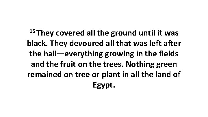 15 They covered all the ground until it was black. They devoured all that