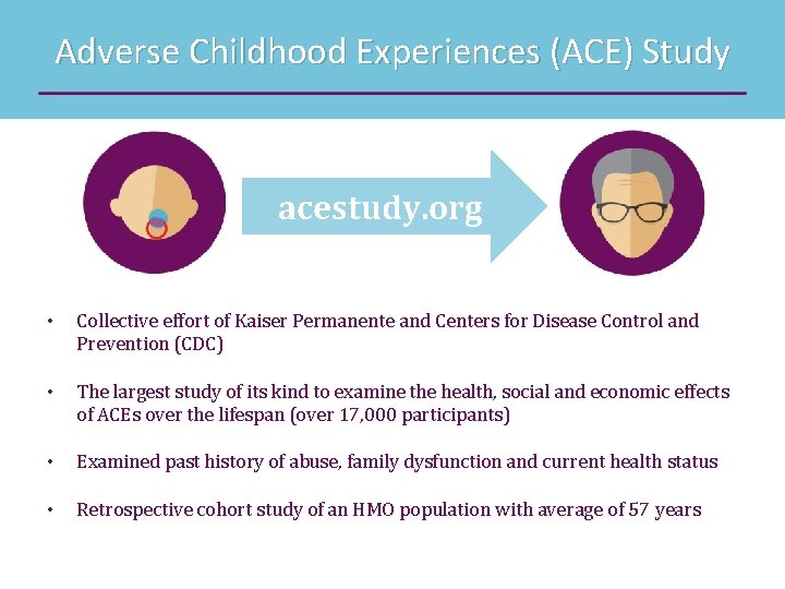 Adverse Childhood Experiences (ACE) Study acestudy. org • Collective effort of Kaiser Permanente and