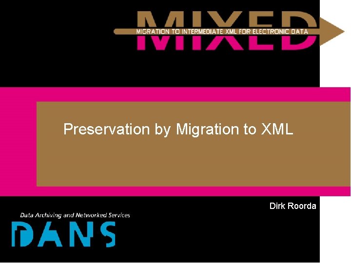 Preservation by Migration to XML Dirk Roorda 