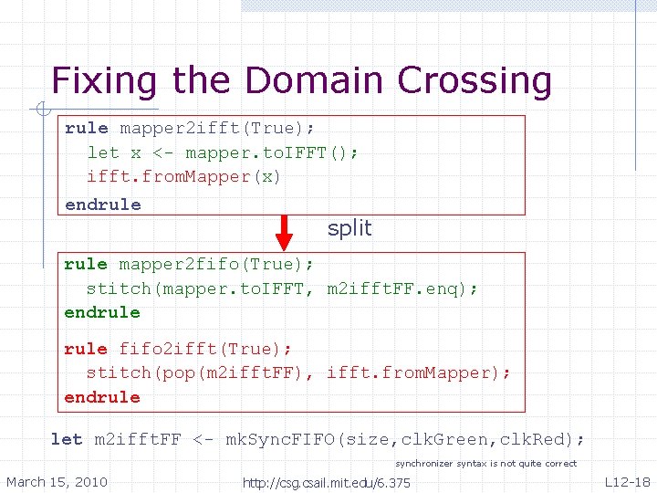 Fixing the Domain Crossing rule mapper 2 ifft(True); let x <- mapper. to. IFFT();