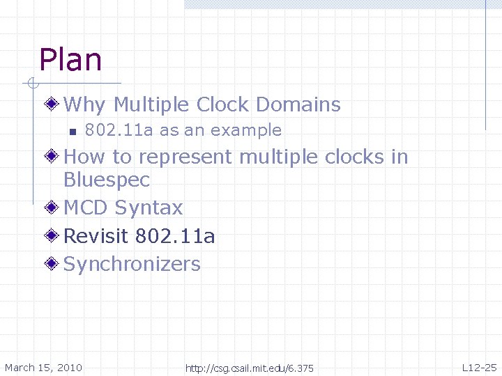 Plan Why Multiple Clock Domains n 802. 11 a as an example How to