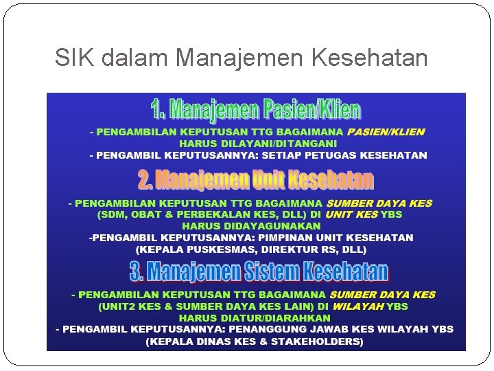 SIK dalam Manajemen Kesehatan 