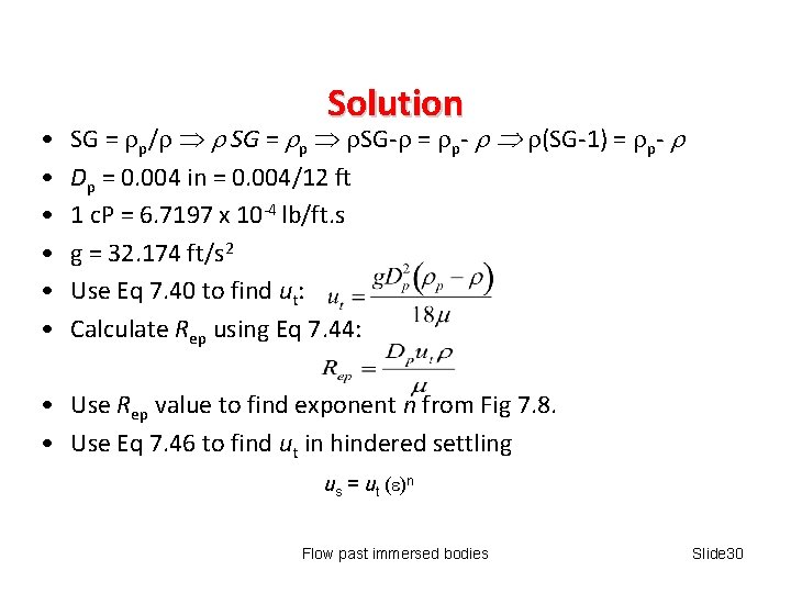  • • • Solution SG = p/ SG = p SG- = p-