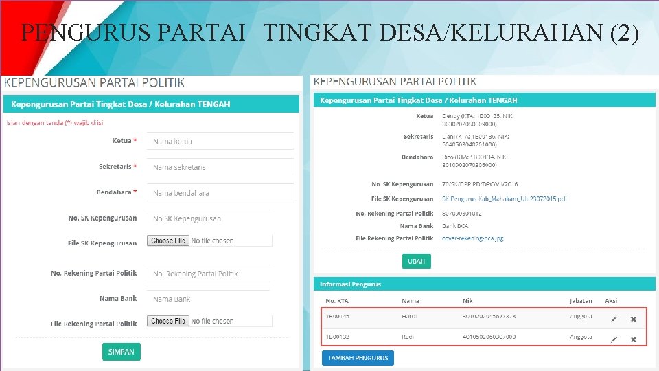 PENGURUS PARTAI TINGKAT DESA/KELURAHAN (2) 