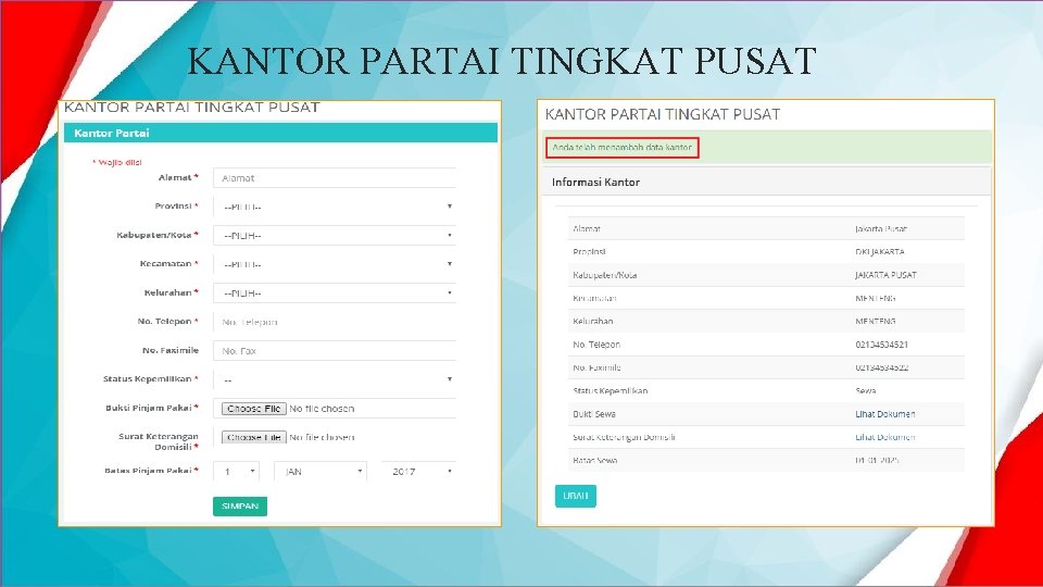 KANTOR PARTAI TINGKAT PUSAT 