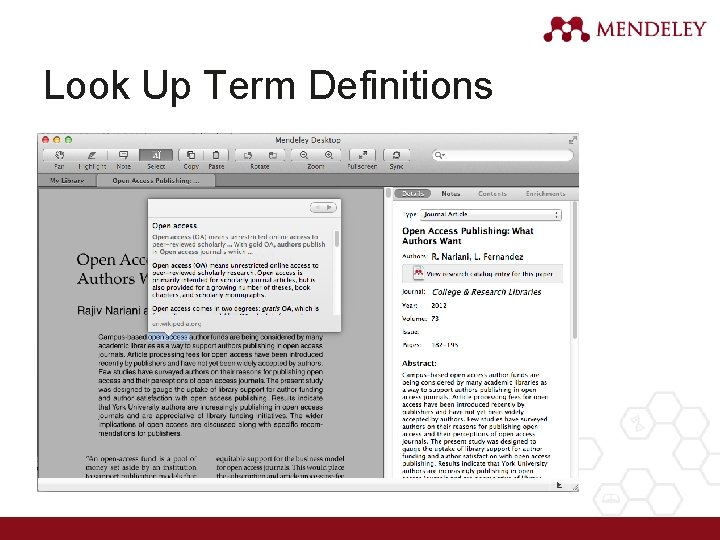 Look Up Term Definitions 