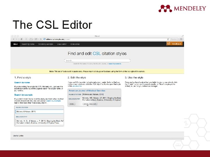 The CSL Editor 