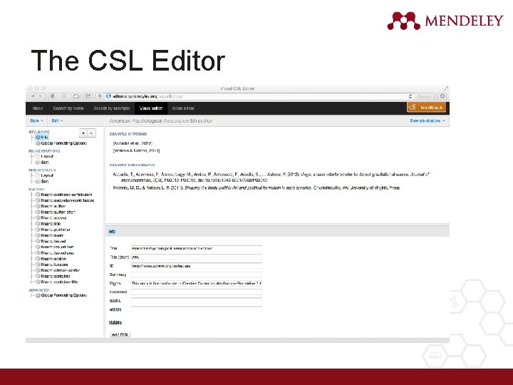The CSL Editor 