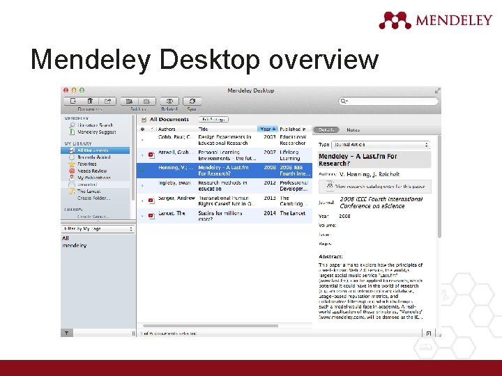 Mendeley Desktop overview 