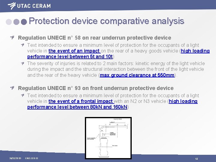 Protection device comparative analysis Regulation UNECE n° 58 on rear underrun protective device Text