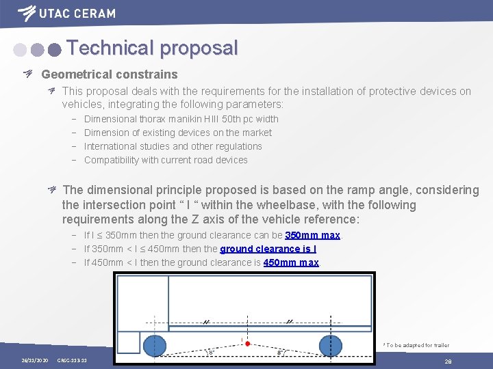 Technical proposal Geometrical constrains This proposal deals with the requirements for the installation of