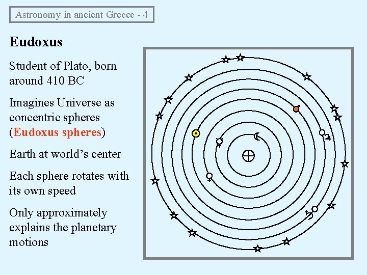 Astronomy in ancient Greece - 4 Eudoxus Student of Plato, born around 410 Astronomy in ancient Greece - 4 Eudoxus Student of Plato, born around 410
