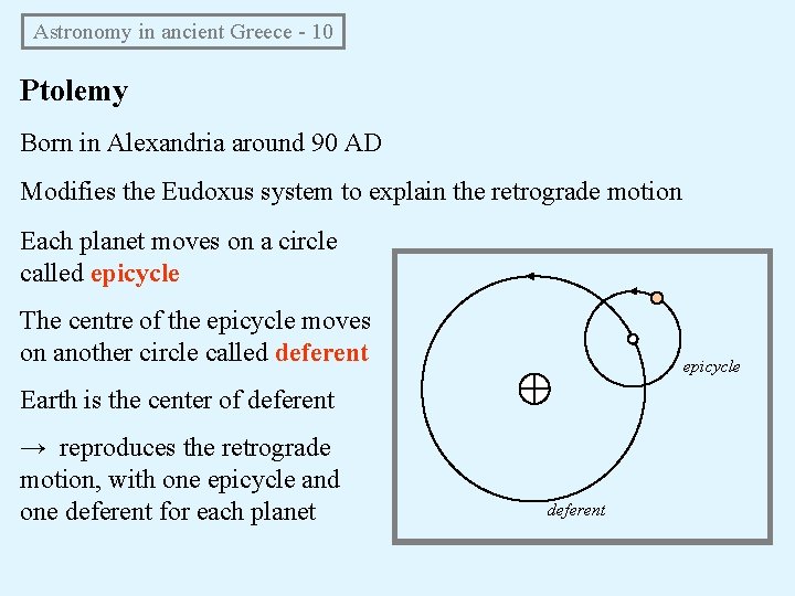 Astronomy in ancient Greece - 10 Ptolemy Born in Alexandria around 90 AD Astronomy in ancient Greece - 10 Ptolemy Born in Alexandria around 90 AD