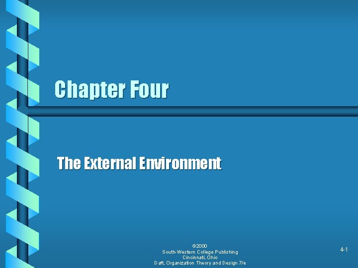 Chapter Four The External Environment © 2000 South-Western College Publishing Cincinnati, Ohio Daft, Organization