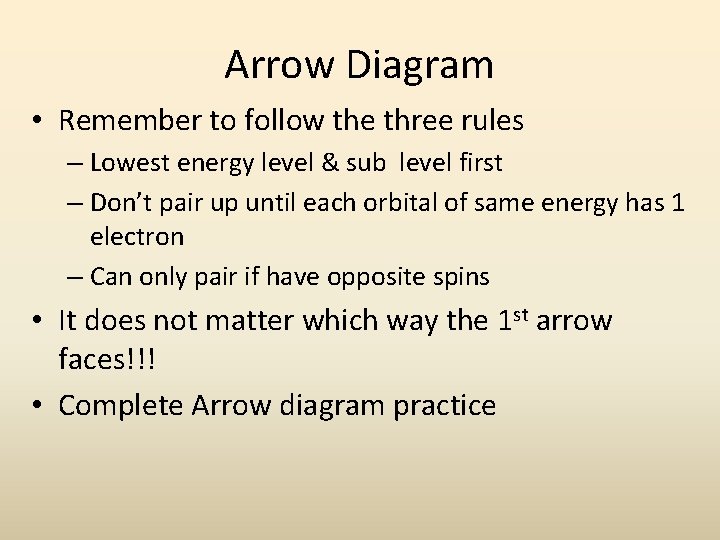 Arrow Diagram • Remember to follow the three rules – Lowest energy level & Arrow Diagram • Remember to follow the three rules – Lowest energy level &