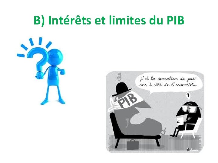 B) Intérêts et limites du PIB 