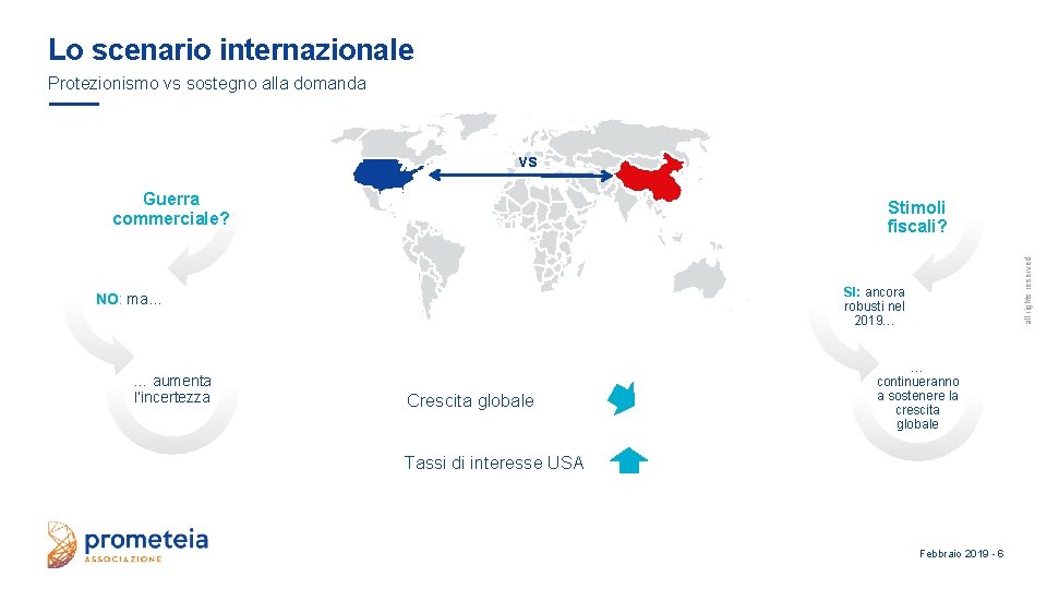 Lo scenario internazionale Protezionismo vs sostegno alla domanda vs Guerra commerciale? SI: ancora robusti