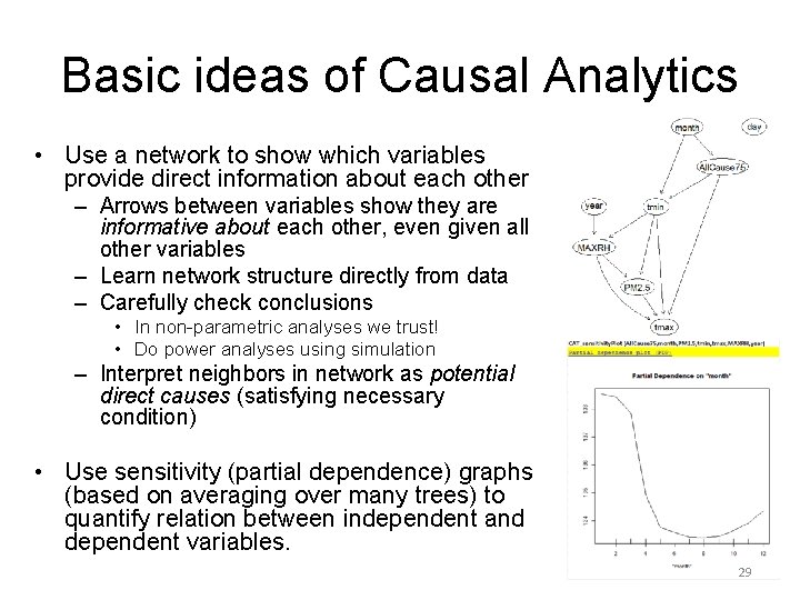 Basic ideas of Causal Analytics • Use a network to show which variables provide