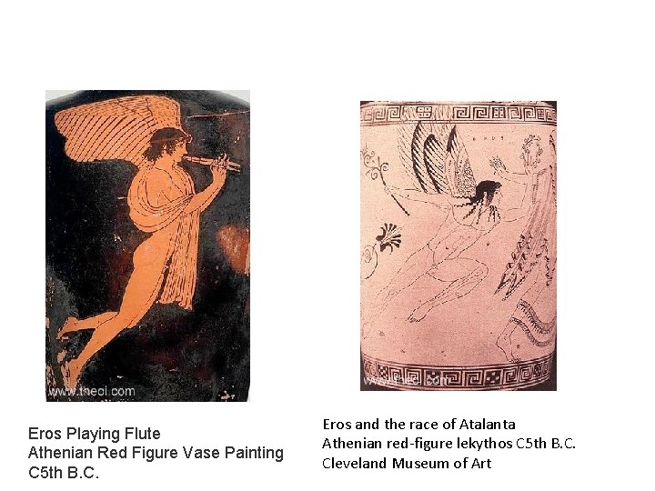 Eros Playing Flute Athenian Red Figure Vase Painting C 5 th B. C. Eros