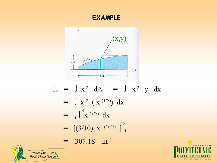 EXAMPLE (x, y) IY = = = x 2 d. A x 2 (