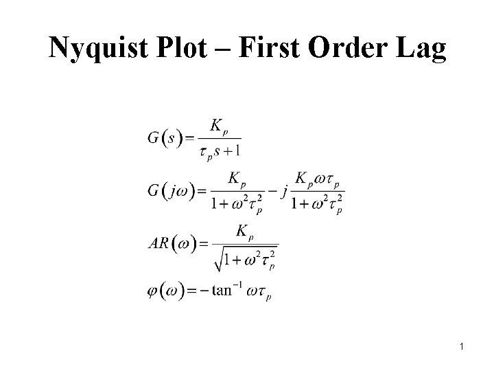 Nyquist Plot – First Order Lag 1 