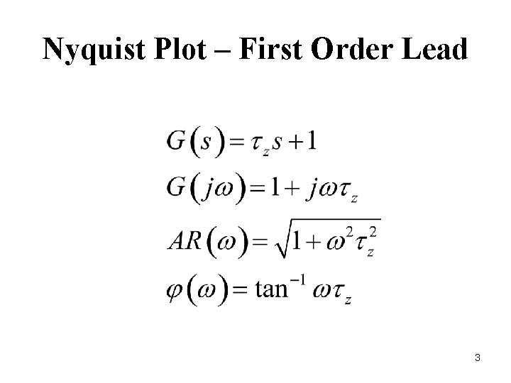 Nyquist Plot – First Order Lead 3 